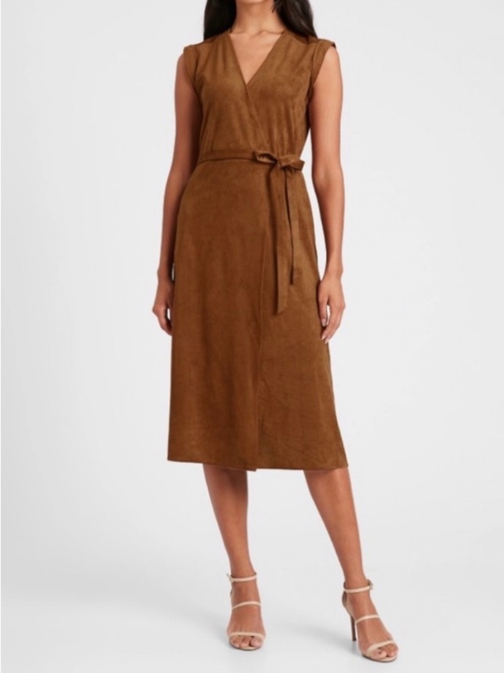 Banana republic brown faux suede midi dress